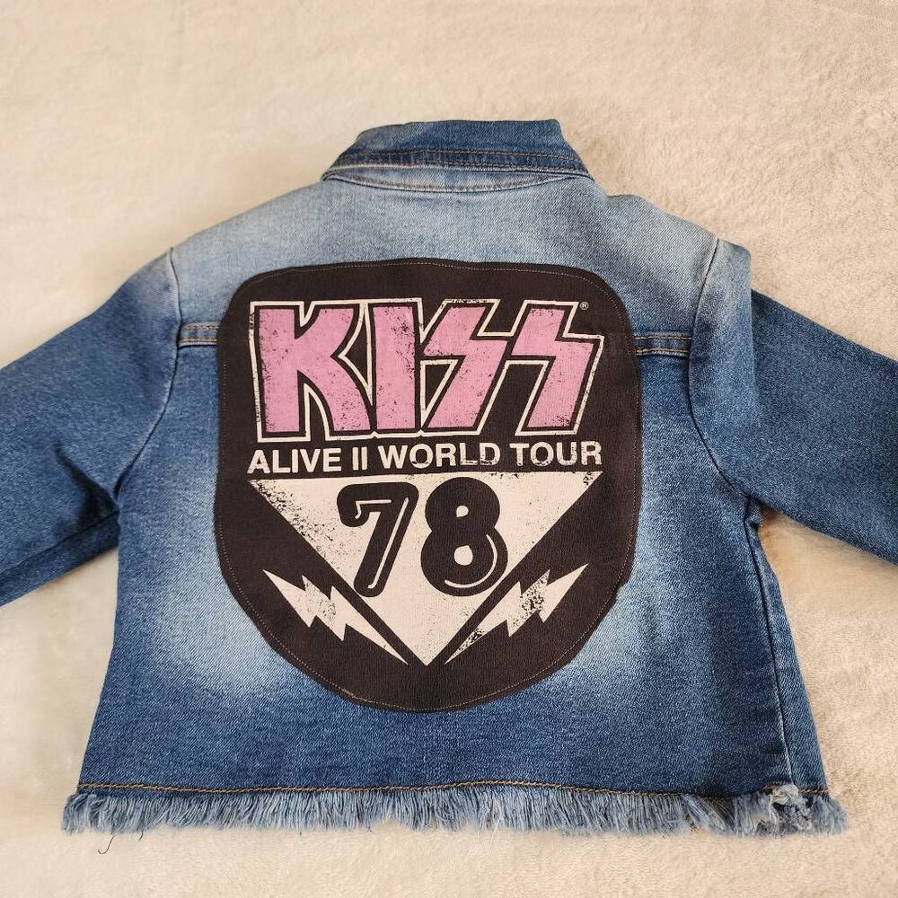 Guess Kids Kiss Upcycled Denim Jacket Girls Size Medium